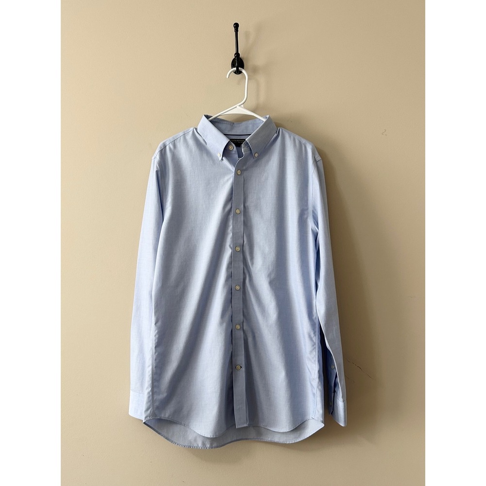 Banana Republic Mens Non-Iron Tailored Slim Fit Button Down Shirt Blue Large